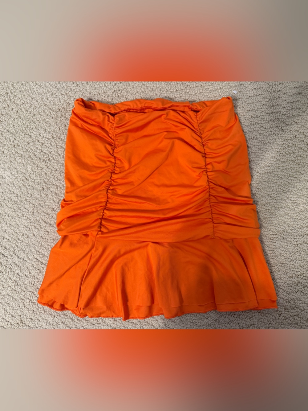Source Unknown Bright Orange Ruffle Mini Skirt